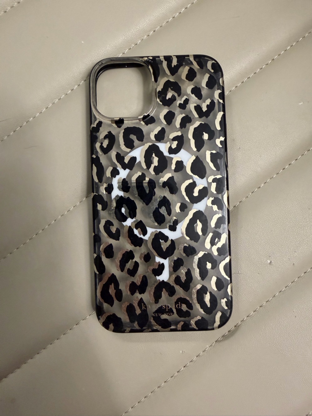 kate spade Clear Leopard Print Phone Case in Black & Gold Accent
